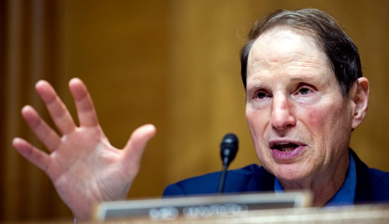 Sen. Ron Wyden talks during a hearing in D.C.