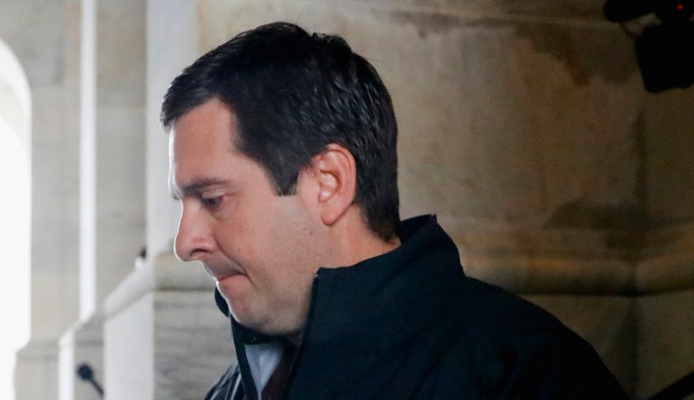 House Intelligence Committee Chairman Rep. Devin Nunes, R-Calif. leaves Capitol Hill in D.C.