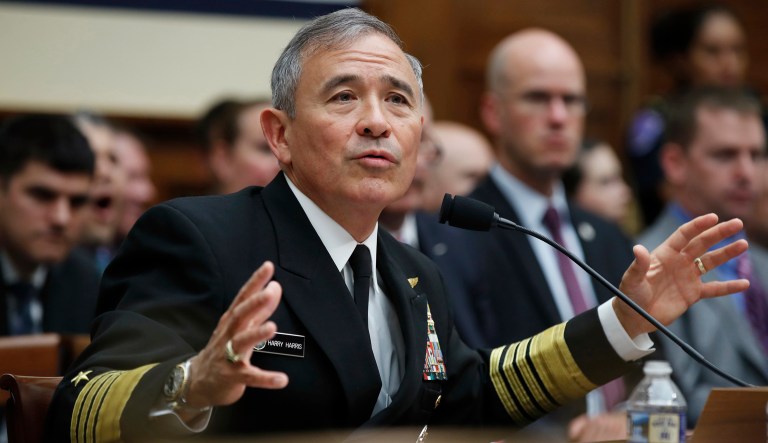 Adm. Harry Harris Jr. testifies on Capitol in Washington on North Korea.
