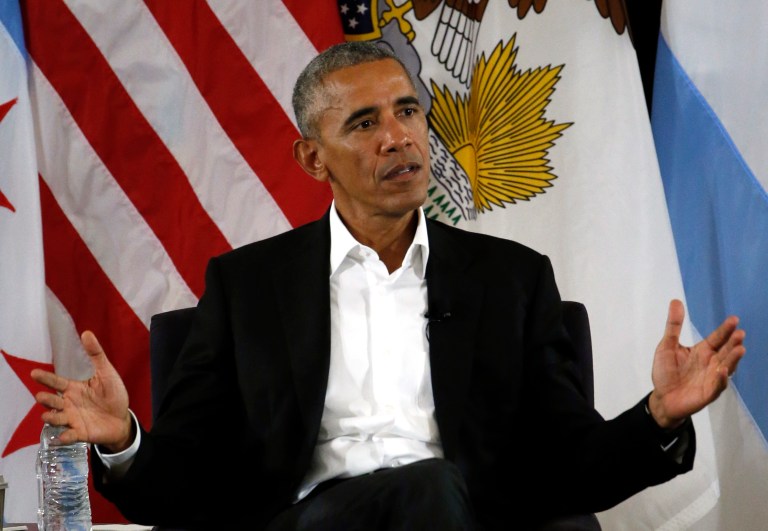 Former President Barack Obama speaks at a community event on the Presidential Center at the South Shore Cultural Center, Wednesday, May 3, 2017, in Chicago.