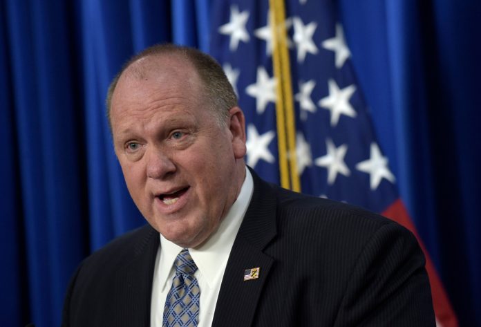 U.S. Immigration and Customs Enforcement acting director Thomas Homan speaks during a news conference.