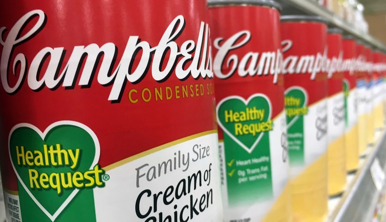 Campbell's soups on display at a local supermarket, Tuesday, May 23, 2017, in Orlando, Fla.