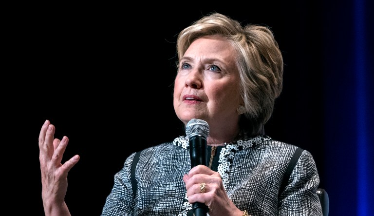 Former Secretary of State Hillary Clinton speaks during an event in New York.