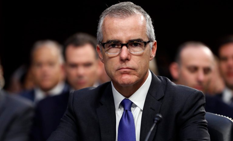 Acting FBI Director Andrew McCabe appears before a Senate Intelligence Committee hearing about the Foreign Intelligence Surveillance Act, on Capitol Hill, Wednesday, June 7, 2017, in Washington. 