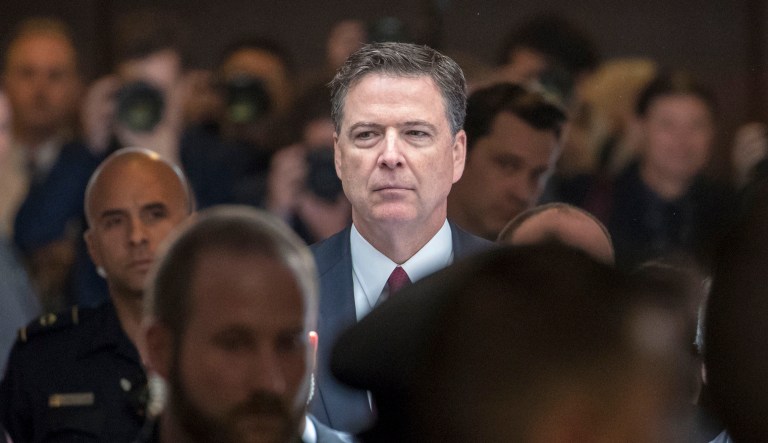 Former FBI Director James Comey is seen.