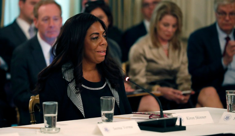 Kiron Skinner is seen.