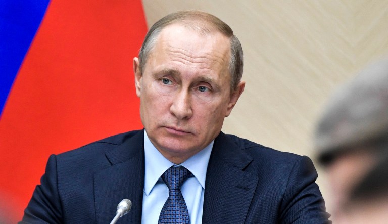 Russian President Vladimir Putin leads a cabinet meeting at the Novo-Ogaryovo residence outside Moscow, Russia.