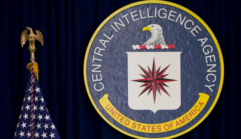 This April 13, 2016 photo shows the seal of the Central Intelligence Agency at CIA headquarters in Langley, Va. 