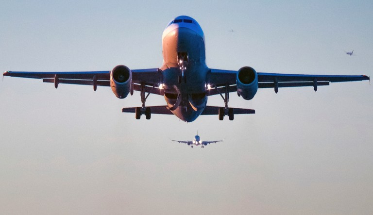 Passenger jets stack up over Reagan National Airport in Washington on Nov. 23, 2016.