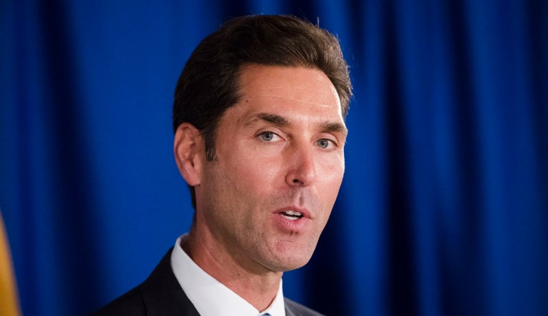 President and Chief Executive Officer of the Pharmaceutical Research and Manufacturers of America, Stephen Ubl, speaks during a news conference.