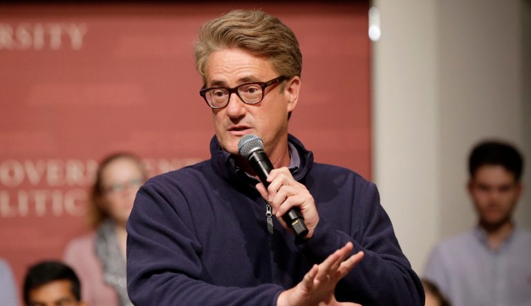MSNBC television anchor Joe Scarborough, co-host of the show "Morning Joe," takes questions from an audience, Wednesday, Oct. 11, 2017,.