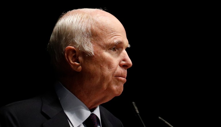 Sen. John McCain makes a speech.