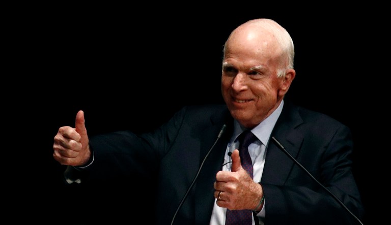 Sen. John McCain makes a speech.