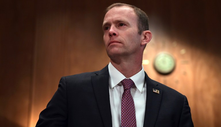 Federal Emergency Management Agency Administrator Brock Long arrives to testify before the Senate Governmental Affairs Committee on Capitol Hill in Washington, Oct. 31, 2017.