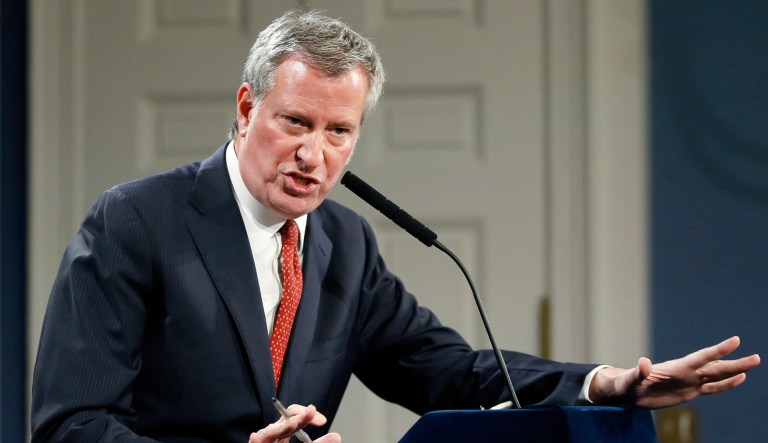 Bill de Blasio is shown.