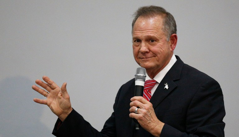 Former Alabama Chief Justice and U.S. Senate candidate Roy Moore speaks.