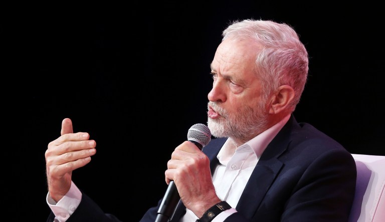 Jeremy Corbyn, leader of Britain's Labour Party, speaks during an event.