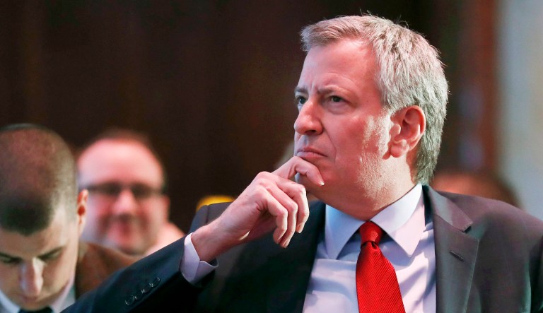 Bill de Blasio is shown.