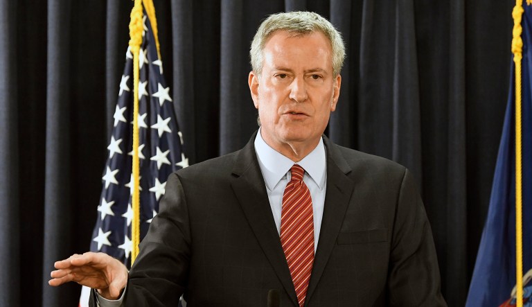 Bill de Blasio is shown.