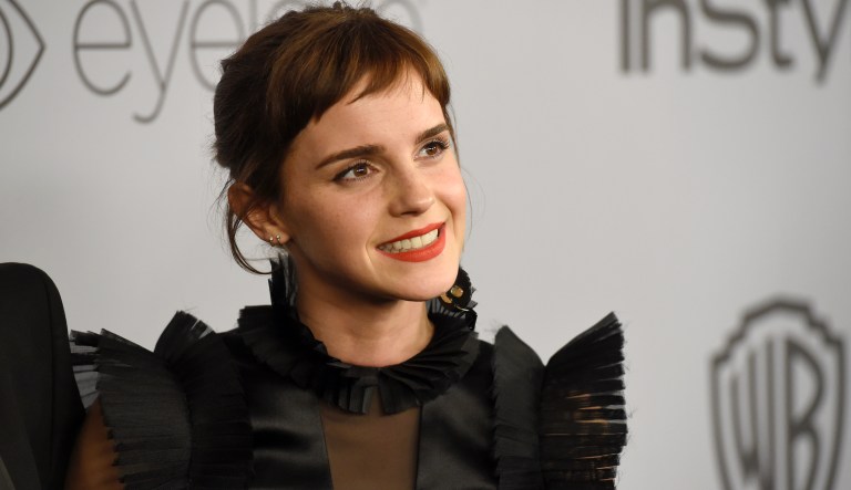Emma Watson arrives at the InStyle and Warner Bros. Golden Globes afterparty at the Beverly Hilton Hotel on Sunday, Jan. 7, 2018, in Beverly Hills, Calif. 
