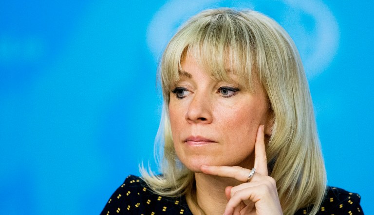 Russian Foreign Ministry spokewoman Maria Zakharova attends an event.