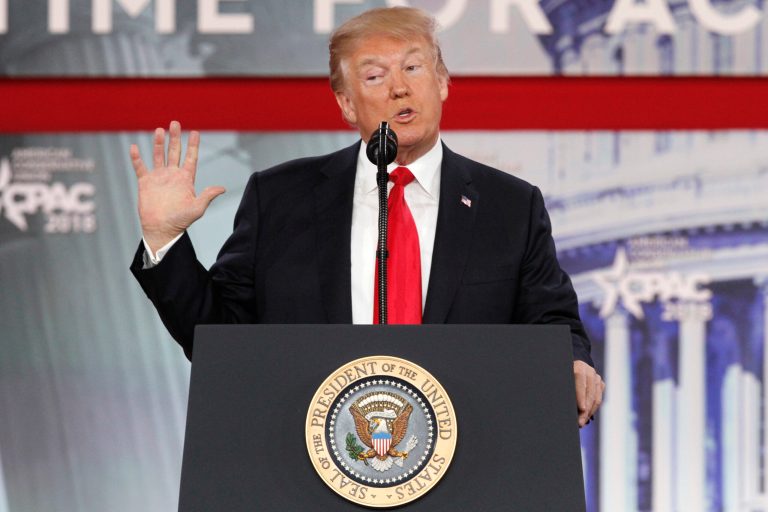 President Donald Trump speaks to the Conservative Political Action Conference (CPAC), at National Harbor, Md., Friday, Feb. 23, 2018.