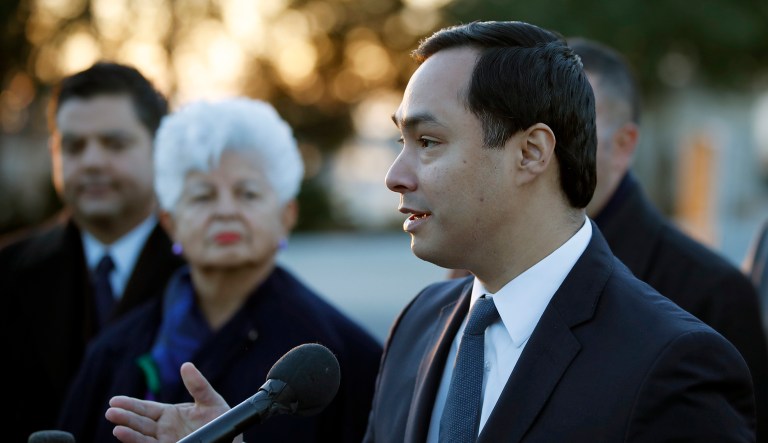 Rep. Joaquin Castro, D-Texas, speaks during a news conference on Capitol Hill in D.C.