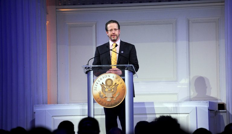 Co-Founder of Aspiration, Joseph N. Sanberg, speaks onstage at the Jefferson Awards Foundation's New York City National Ceremony on Monday, March 12, 2018 in New York. 