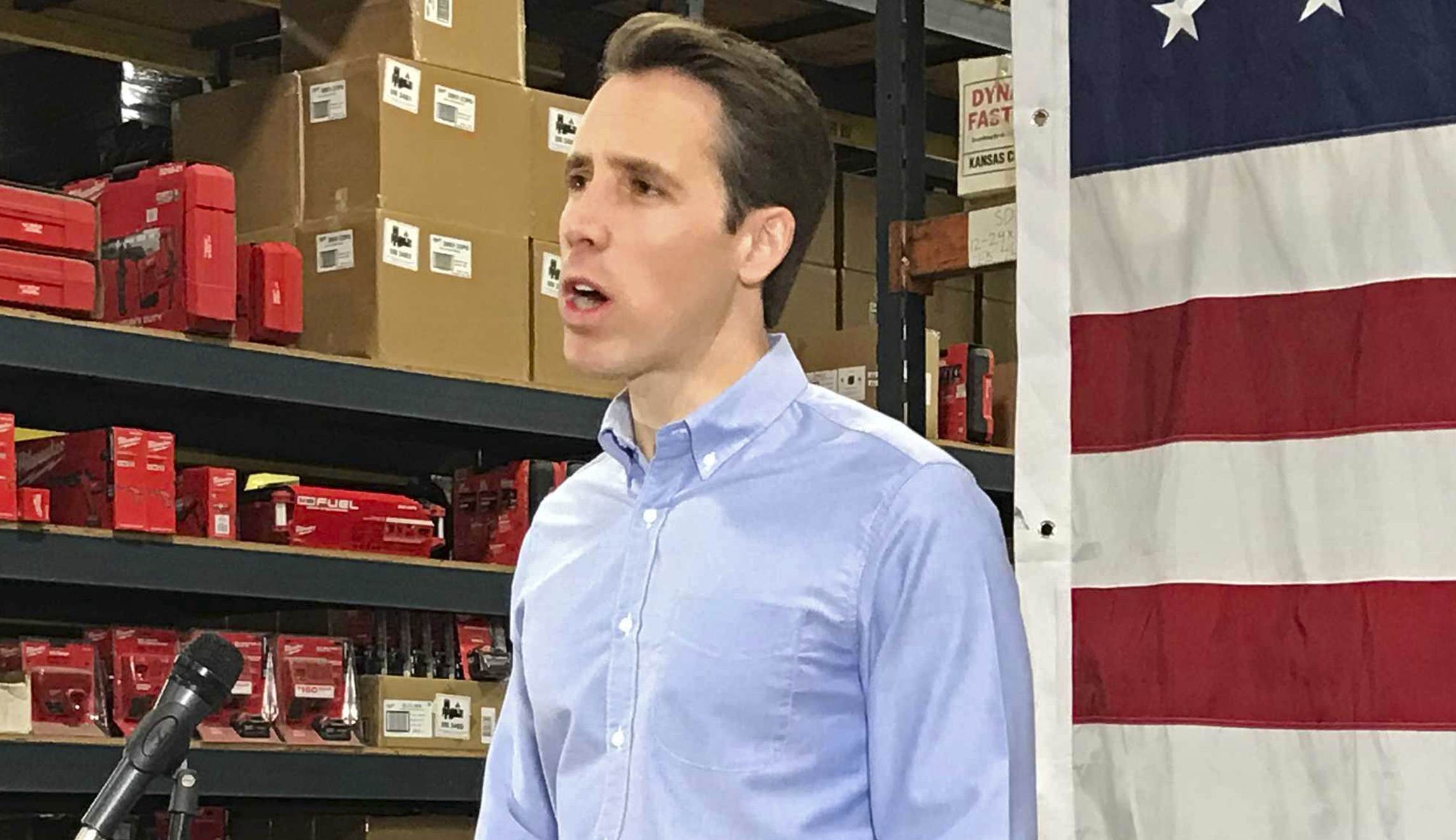 Josh Hawley rails against Hollywood, Washington, and Wall Street in Senate campaign launch