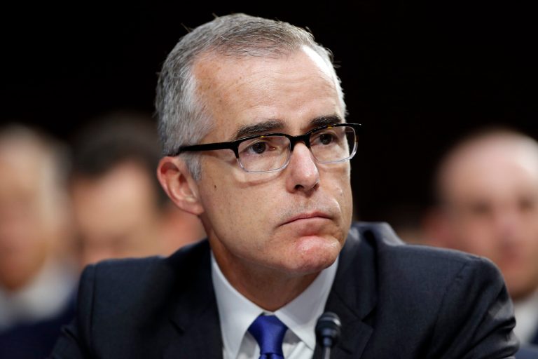 FILE - In this June 7, 2017 file photo, FBI acting director Andrew McCabe listens during a Senate Intelligence Committee hearing about the Foreign Intelligence Surveillance Act, on Capitol Hill in Washington. The Justice Department is reviewing a recommendation that it fire former FBI Deputy Director Andrew McCabe ahead of his forthcoming retirement. Thatâs according to a person familiar with the matter, who spoke on condition of anonymity to discuss an internal disciplinary process. The recommendation was made by the FBIâs Office of Professional Responsibility and was sent to the Justice Department.