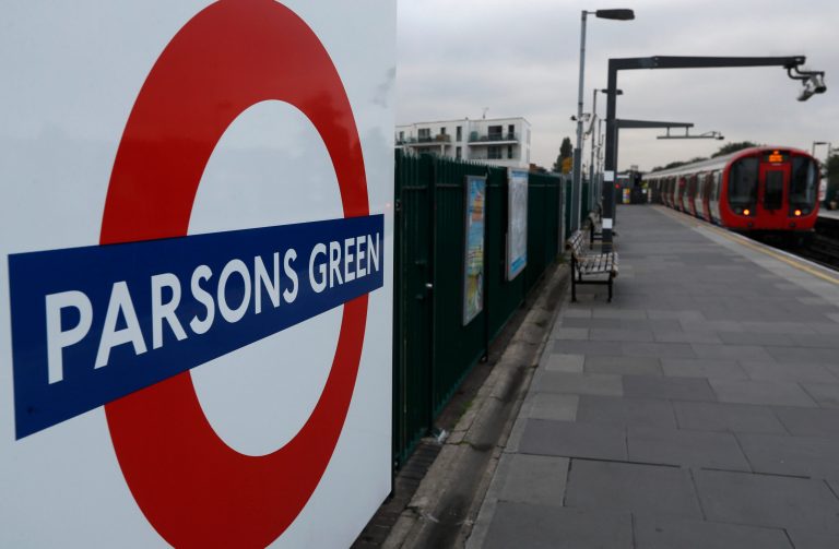 A train pulls in to the platform at Parsons Green station in London. A jury has convicted an Iraqi teenager, Ahmed Hassan, of attempted murder for planting a bomb on a London subway train.