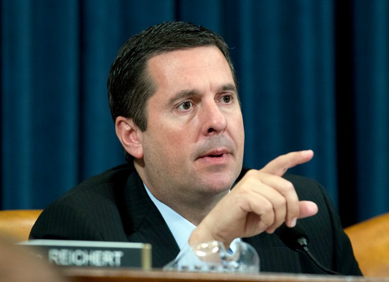 Rep. Devin Nunes, R-Calif questions U.S. Trade Representative Amb. Robert Lighthizer during the hearing on trade policy before the House Ways and Means Committee on Capitol Hill, Wednesday, March 21, 2018, in Washington.