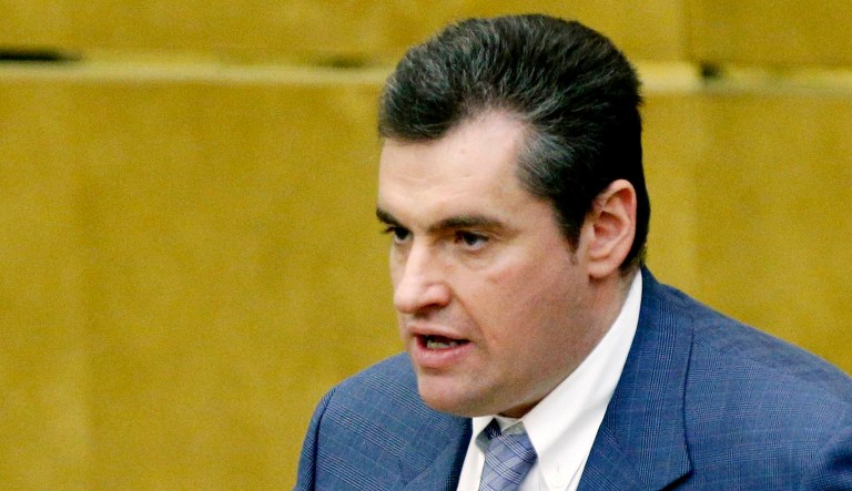 Russian lawmaker Leonid Slutsky speaks to members of the State Duma.
