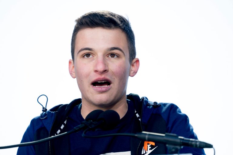 Cameron Kasky, a survivor of the mass shooting at Marjory Stoneman Douglas High School in Parkland, Fla., speaks during the "March for Our Lives" rally in support of gun control in Washington, D.C.