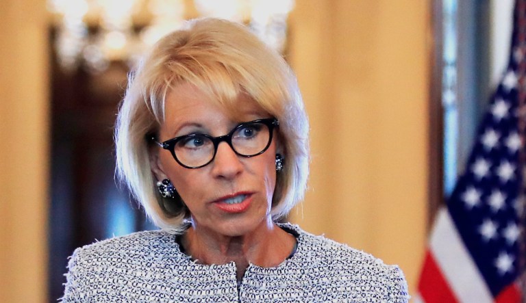 Education Secretary Betsy DeVos speaks during an event.