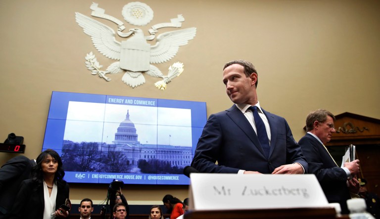Facebook CEO Mark Zuckerberg returns after a break to continue testifying at a House Energy and Commerce hearing on Capitol Hill in D.C.