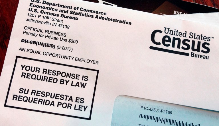 This March 23, 2018, file photo shows an envelope containing a 2018 census letter mailed to a resident in Providence, Rhode Island, as part of the nation's only test run of the 2020 census.