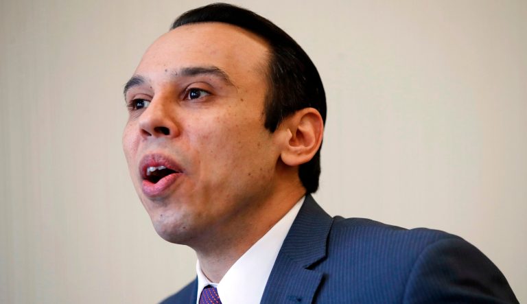 In this Feb. 1, 2018 photo, Roger Severino, director of the Office for Civil Rights, is interviewed at the office of Health and Human Services in Washington.