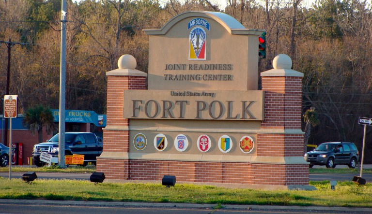 This shows the entrance of the Fort Polk Joint Readiness Training Center in Fort Polk, Louisiana.
