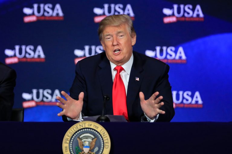 President Trump speaks during a roundtable discussion on tax reform at Cleveland Public Auditorium and Conference Center in Cleveland on Saturday.