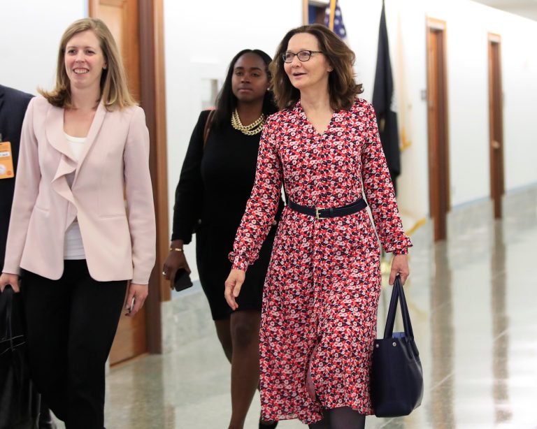CIA Director nominee Gina Haspel walks for meetings on Capitol Hill in Washington, Monday, May 7, 2018.