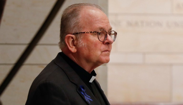 Rev. Patrick Conroy, chaplain of the House of Representatives, waits to speak.