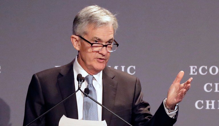 Federal Reserve Chairman Jerome Powell speaks at an event.