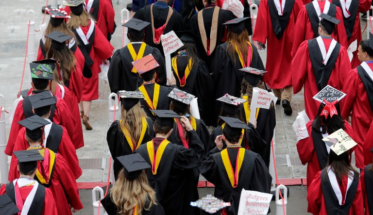 The government is still subsidizing college bureaucracies with student loans New graduates walk into the High Point Solutions Stadium before the start of the Rutgers University graduation ceremony in Piscataway Township, N.J., Sunday, May 13, 2018. Family and friends watched as over 18,000 graduates received their degrees on Mother's Day.