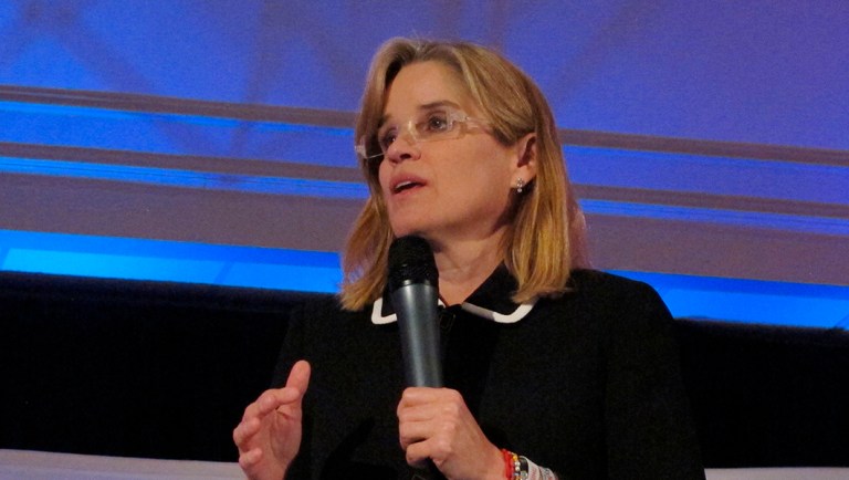 Carmen Yulin Cruz, the mayor of San Juan, Puerto Rico, speaks in Hartford, Conn.
