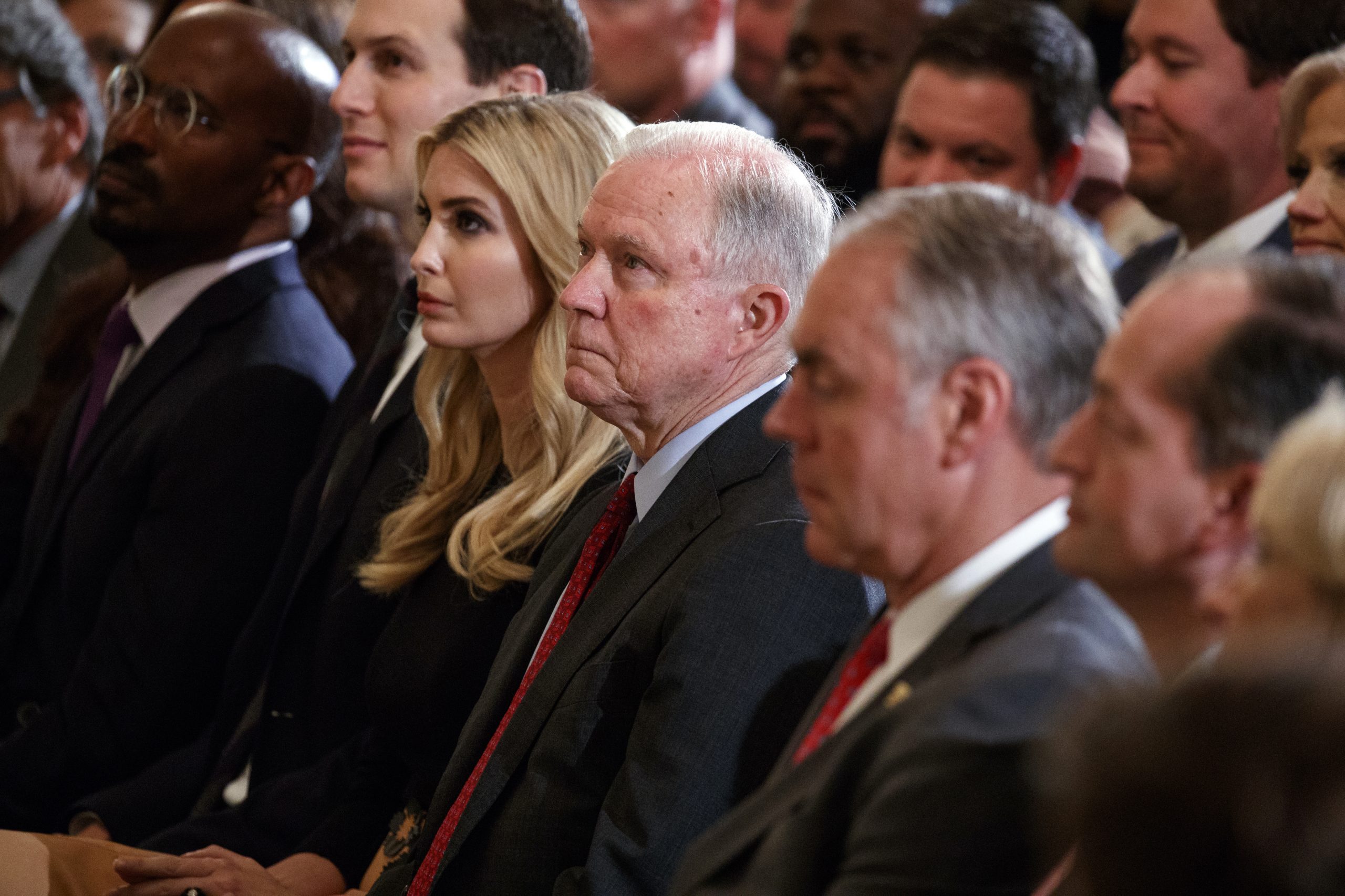 Donald Trump, Alex Acosta, Van Jones, Ryan Zinke, Jared Kushner, Ivanka Trump