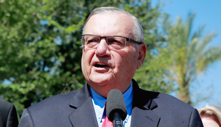 Former Maricopa County Sheriff Joe Arpaio speaks at the Arizona Capitol in Phoenix.