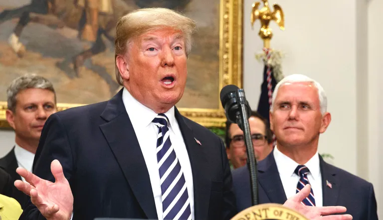 President Trump speaks during an event in the Roosevelt Room of the White House on Thursday in Washington, D.C.