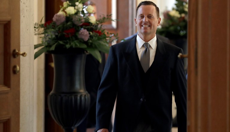 FILE -- In this Tuesday, May 8, 2018 the U.S. Embassador in Germany, Richard Allen Grenell during his akkreditation by German President Frank-Walter Steinmeier at the Bellevue palace in Berlin, Germany.