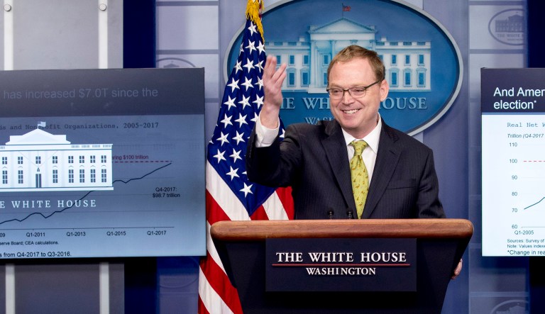White House Council of Economic Advisers Chairman Kevin Hassett gives an economic update. 